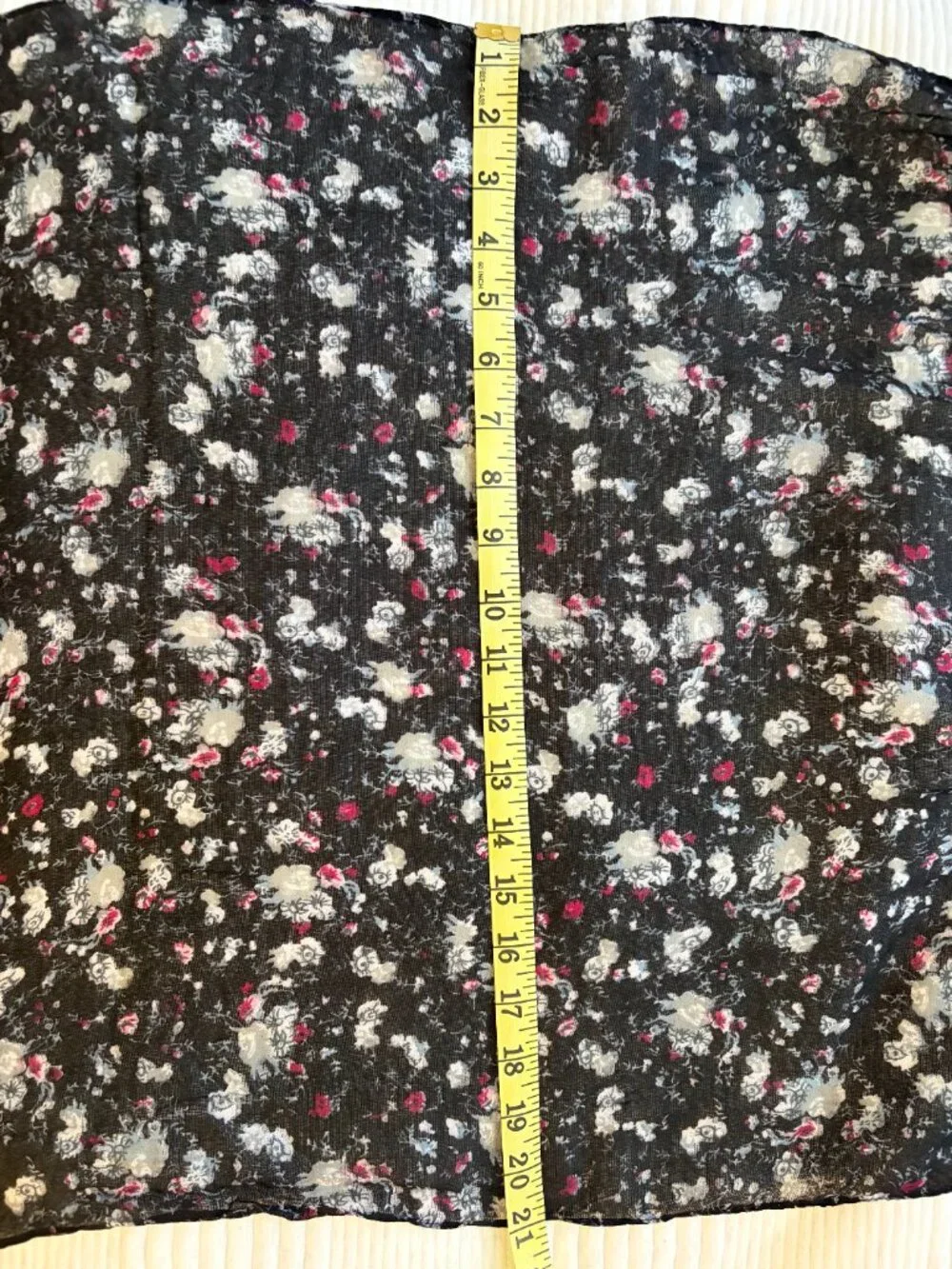 Monoprix Black Floral Chiffon Scarf | Lightweight French Brand